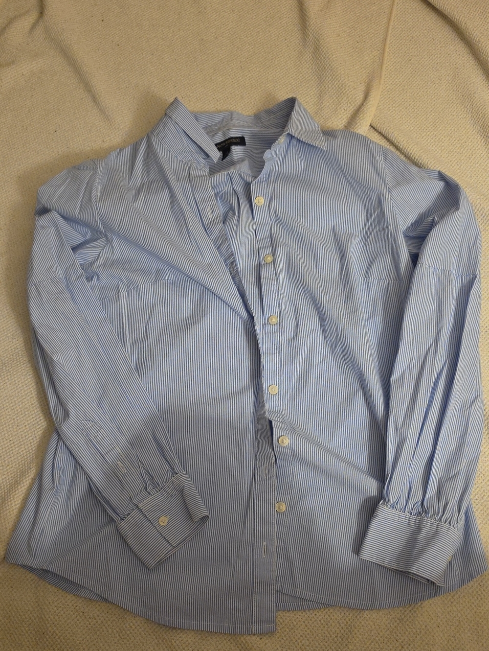 Banana Republic Blue & White Pinstripe Button-Down Shirt